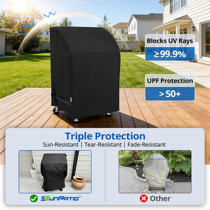 SunPatio 2 Burner Gas Grill Cover 32 inch, Heavy Duty Waterproof Small BBQ Grilling Cover, Compatible for Weber Char-Broil Nexgrill and More Grills with Collapsed Side Tables, All Weather Protection