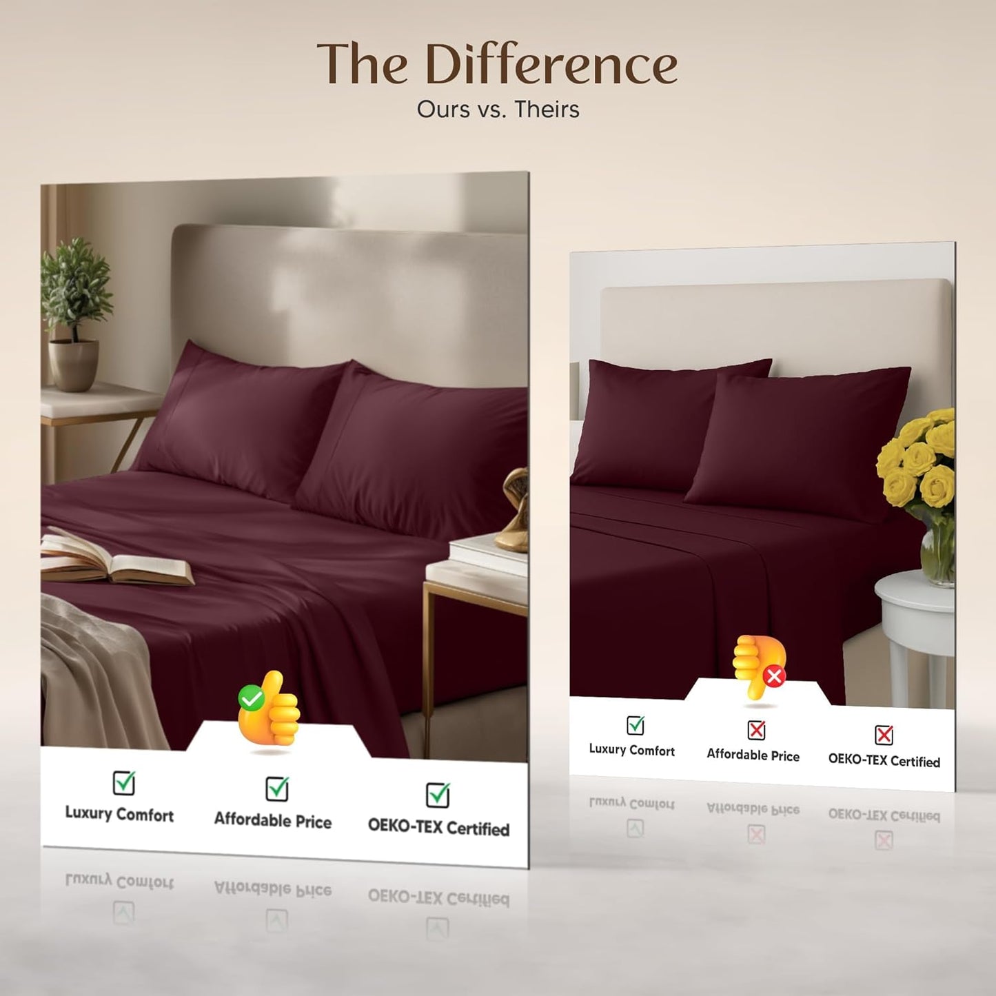 Utopia Bedding King Size Sheet Set - Soft, Breathable Microfiber | 4-Piece in Burgundy, Oeko-Tex Certified