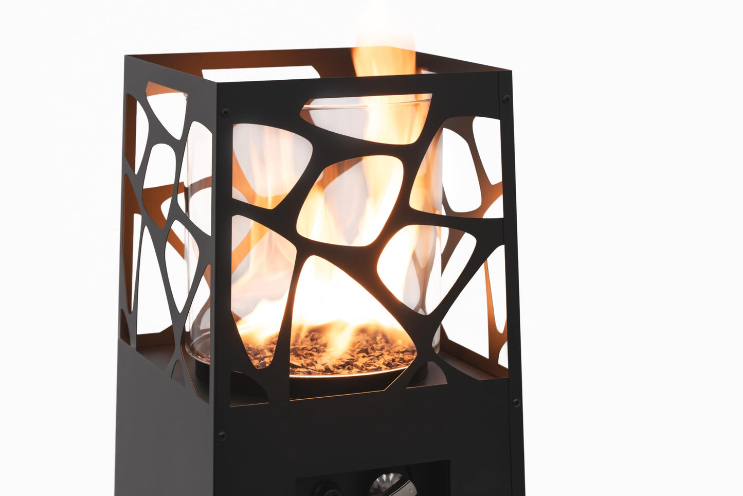 Planika - Pyramid, Modern Patio Heater, Outdoor Fireplace, Garden with cover (Black)