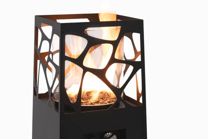 Planika - Pyramid, Modern Patio Heater, Outdoor Fireplace, Garden with cover (Black)