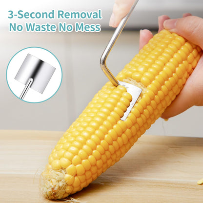 LemonRoad 4 Pcs Corn Cob Stripper, Long Handle Stainless Steel Stripping Tool, Corn on The Cob Remover, Fast and Safe, Suitable for Home Kitchens, Restaurant, Outdoor Bbqs Dining Enthusiasts