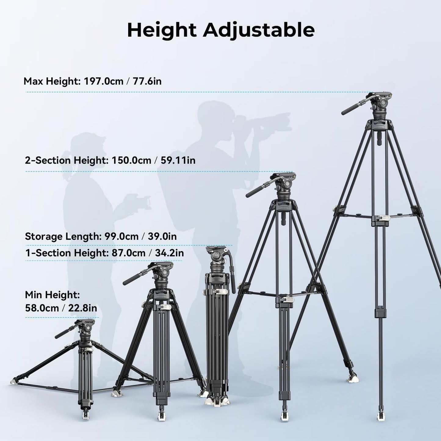 SmallRig AD-120 FreeBlazer Counterbalance Carbon Fiber Video Tripod Kit, 77" Video Tripod with 6-Step Counterbalance, Adjust Step-Less Damping on Pan/Tilt, Dual-Mode QR Plate, Max Load 17.6lbs-4463