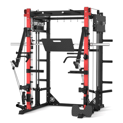 RitKeep PMAX-4750 Smith Machine with Jammer Arms and Leg Press Board, Adjustable 1:1 and 2:1 Pulley Ratios, 1800 LB Capacity,Multi-Function Commercial and Home Gym Equipment for Strength Training