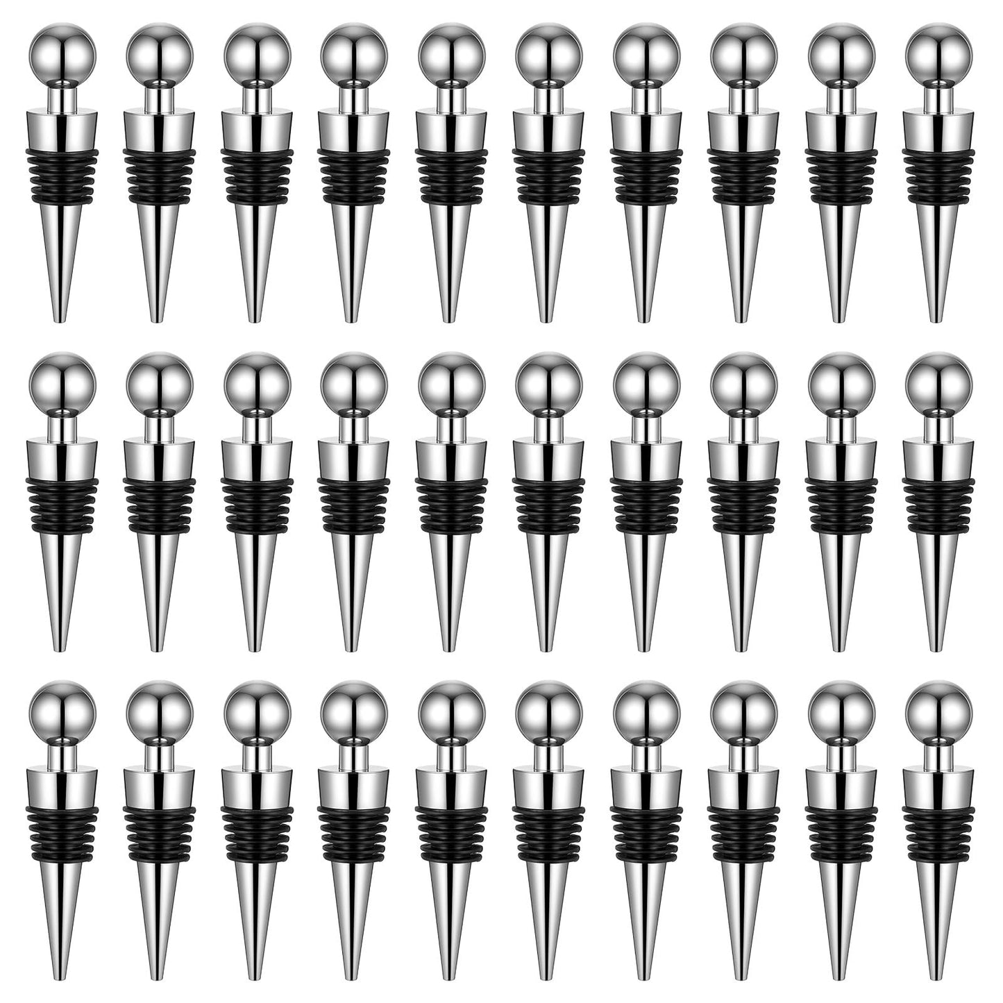 WLLHYF Wine Stoppers for Wine Bottles 30 Pcs Wine Bottle Stopper with Silicone Vacuum Wine Bottles Corks Reusable Wine Stopper for Bar, Holiday Party Suitable for Standard Bottle