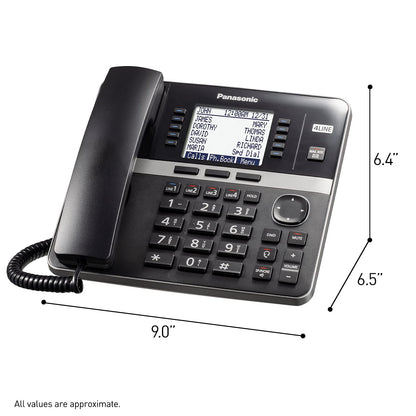 Panasonic Office Phone System, Corded Base Station with 4 Lines, Corded Phone, Expandable to 10 Compatible Panasonic Handsets Wirelessly - KX-TGW420B (Black)
