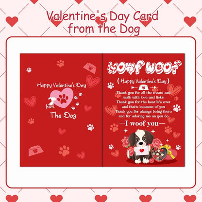 HOWAF Valentine's Day Card From The Dog, Valentines Gift Card with Keychain Engraved From The Dog Valentines Day Dog Cards with Keyring from Boy Friends Girl Friends Husband Wife for Dog Owner