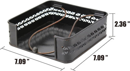 Stonebriar Industrial Black Graphite Metal Napkin Holder, Decorative Tray for Dining Table
