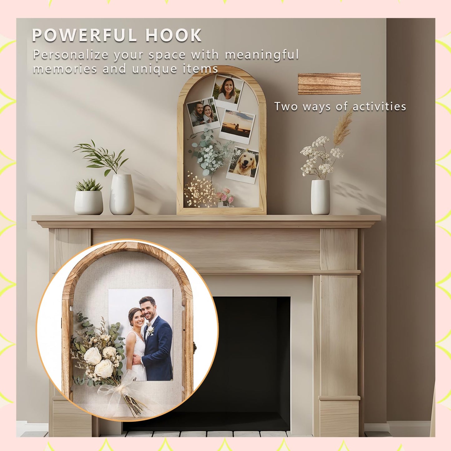 WLZGDFB Shadow Box Frame with Clear Acrylic Door, Removable Shelves & Linen Back - Large Display Case Picture Frame for Wall or Tabletop - Memory Box for Wedding Bouquet, Photos, Medals, Memorabilia