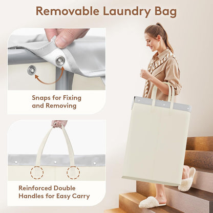 150L 2 Lifewit Large Laundry Basket with Wheels, Tall Section Laundry Hamper Organizer, Rolling Laundry Cart with Steel