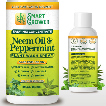 Neem Oil Spray for Plants by [Brand Name] - Peppermint Oil Formula for Indoor & Outdoor Use | 4 oz Concentrate Makes 1/2 Gallon RTU