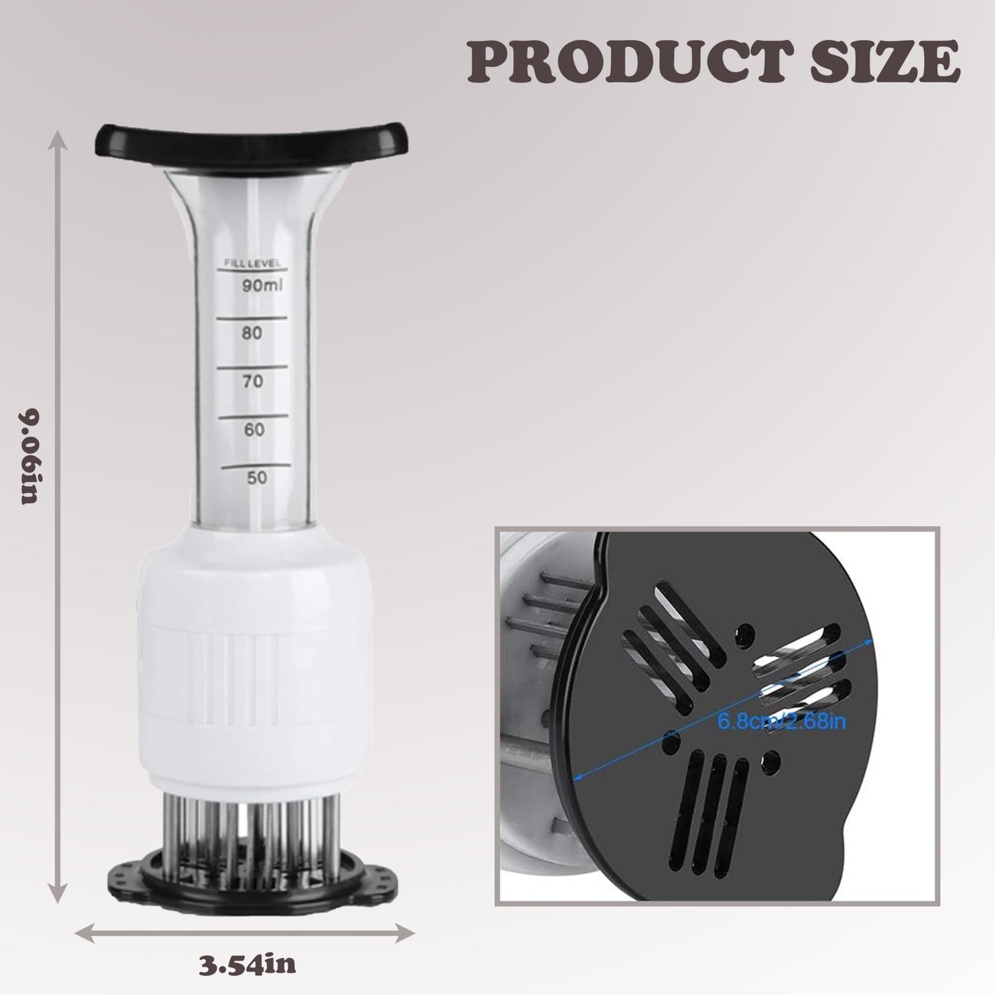 HMDIUM Stainless Steel Meat Injector - 1 Pack Seasoning Injector Marinade Injector for BBQ Turkey Chicken - Flavor Tenderizer Syringe for Poultry Cooking