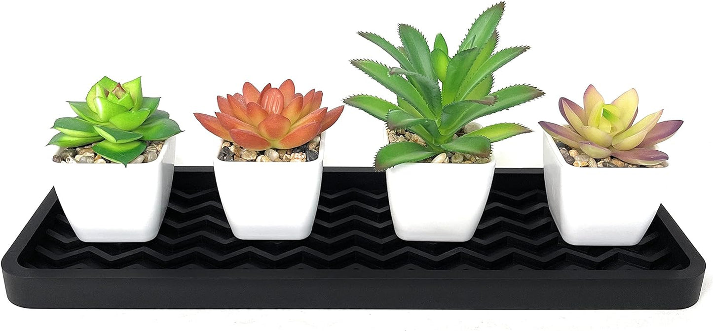 Happitasa Silicone Kitchen Sink Organizer Tray, 12" x 4", Sponge Holder and Countertop Protector, Bathroom and Kitchen