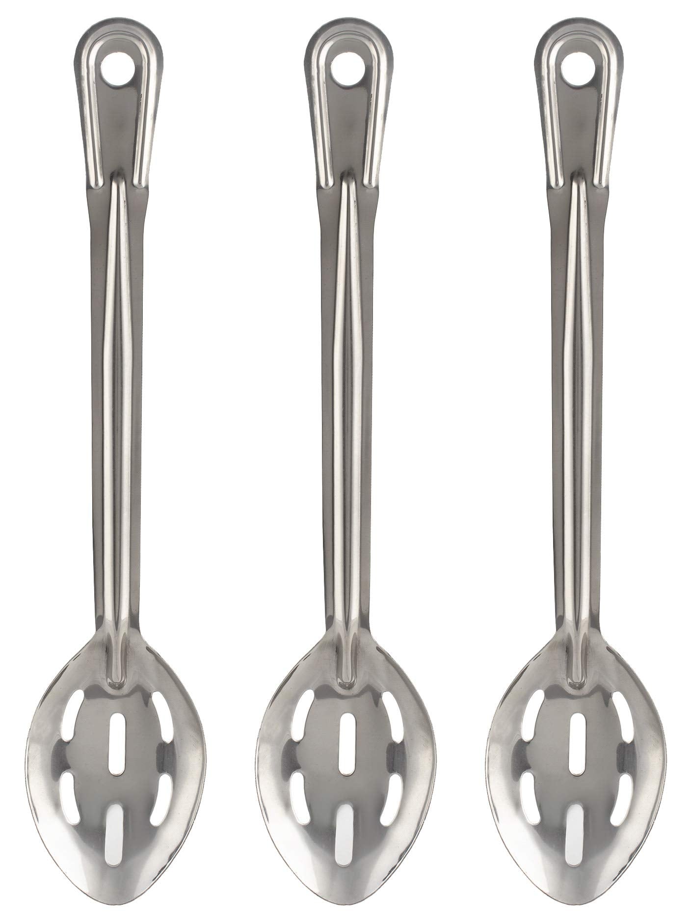 Perforated Stainless Steel Spoon - Serving Slotted Spoons for Restaurant - Large Metal Commercial Tablespoon for Cooking 3 Pcs