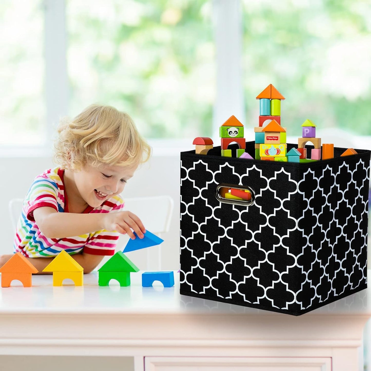 Black Fabric Storage Bins Cube, 11x11x11 Foldable Basket for Closet or Collapsible Storage Box Set of 2