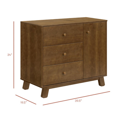 Babyletto Hudson Modern 3-Drawer Dresser in Natural Walnut, GREENGUARD Gold Certified