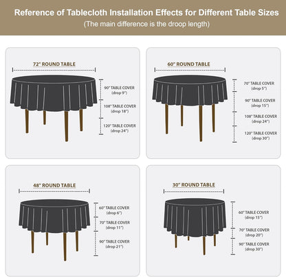 210GSM 108 Inch Obstal Round Table Cloth, Oil-Proof Spill-Proof and Water Resistance Microfiber Tablecloth, Decorative