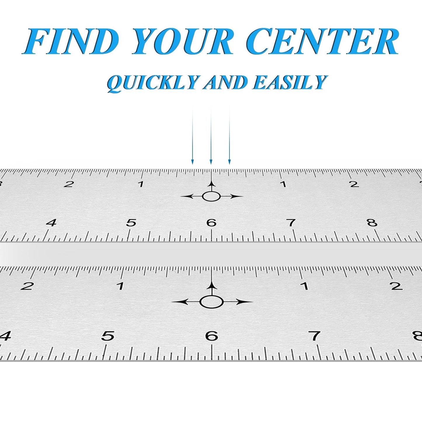 Tellegloww 2 Pack 12 Inch Center Finding Rulers Aluminum Metal Centering Ruler Tool Straight Edge for Woodworking Metal Work Construction and Around the Home