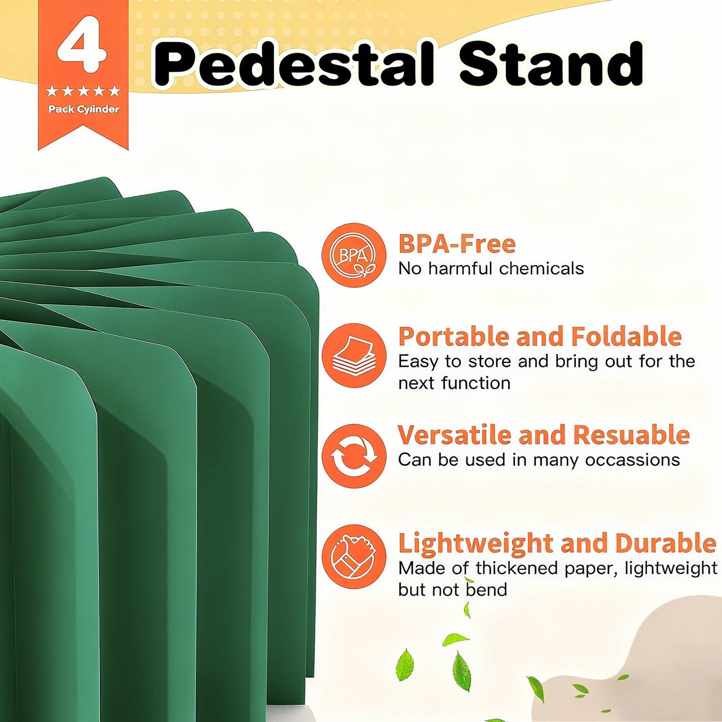 Wdpqyy 4 Pack Foldable Buffet Risers, Cardboard Cylinder Stands Food Display Risers with Acrylic Plates, Cake Cupcake Stands for Buffet Table, Dessert Table, Party Wedding Birthday Decor (Green)