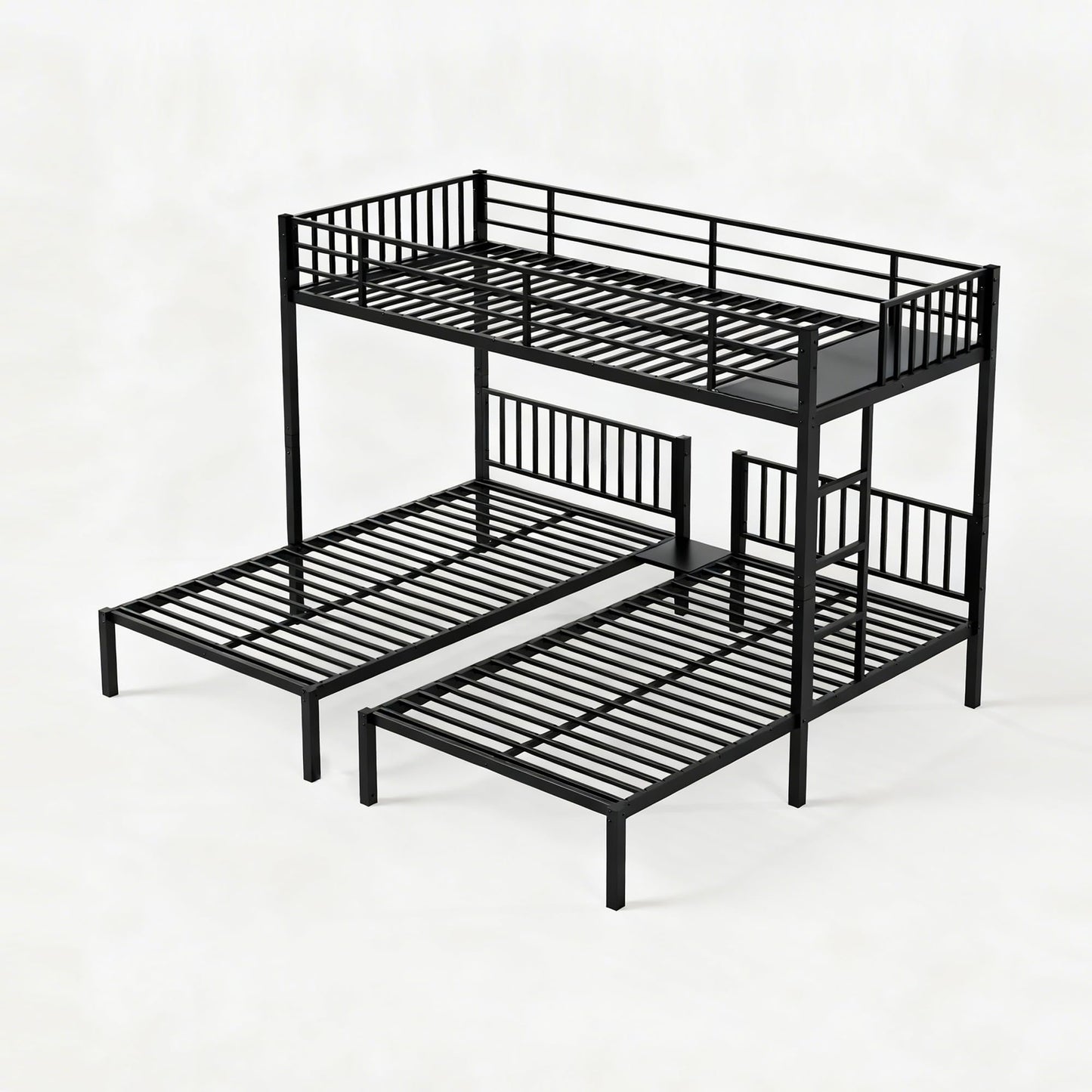 Bellemave Twin Triple Bunk Bed for Kids, Teens,Adults, Metal Twin XL Bunk Beds for 3, 3 bunk Bed for 3 Kids, Adults（Heavy Metal, Black）