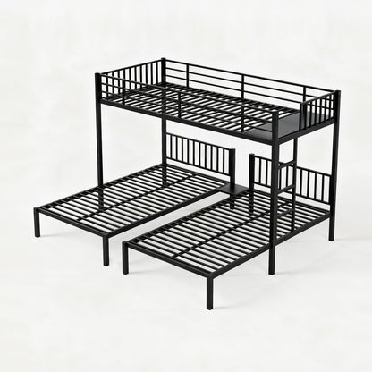 Bellemave Twin Triple Bunk Bed for Kids, Teens,Adults, Metal Twin XL Bunk Beds for 3, 3 bunk Bed for 3 Kids, Adults（Heavy Metal, Black）