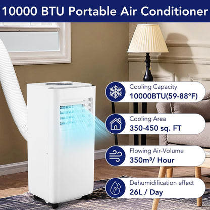 10000 BTU Portable Air Conditioners with Remote Control, 3 in-1 Free Standing Cooling AC Unit with Dehumidifier Fan Function, Cools Room up 450 Sq. Ft, Auto Swing, Sleep Mode, 24H Timer