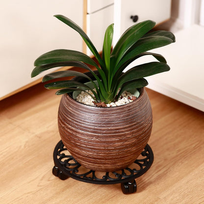 11 Inch 1 Pack Rolling Plant Stand with Wheels Wrought Iron Rolling Plant Stand with Casters Heavy Duty for Indoor