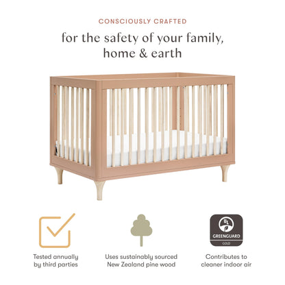 Babyletto Lolly 3-in-1 Convertible Crib with Toddler Bed Conversion Kit in Canyon/Washed Natural, Greenguard Gold Certified
