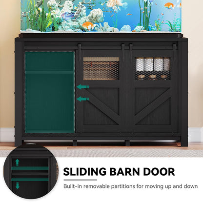 YITAHOME 120 Gallon Fish Tank Stand with Power Outlets, Heavy Duty Large Aquarium Stand with Barn Door, Reptile Tank Turtle Terrariums Table for Fish Tank Accessories Storage,1100LBS Capacity