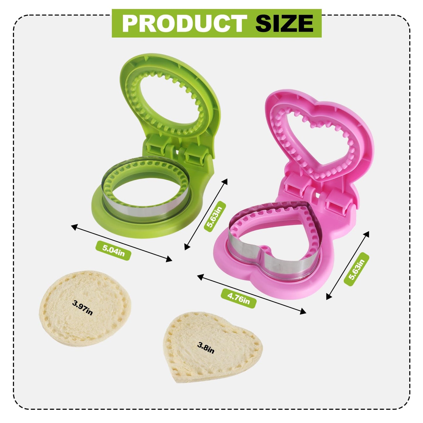 MULIRE Uncrustable Sandwich Cutter for Kids Lunch,2-Pack Sandwich Cutter Circle& Heart Shape Cutter & Sealer for Kids Breakfast and Lunchboxes