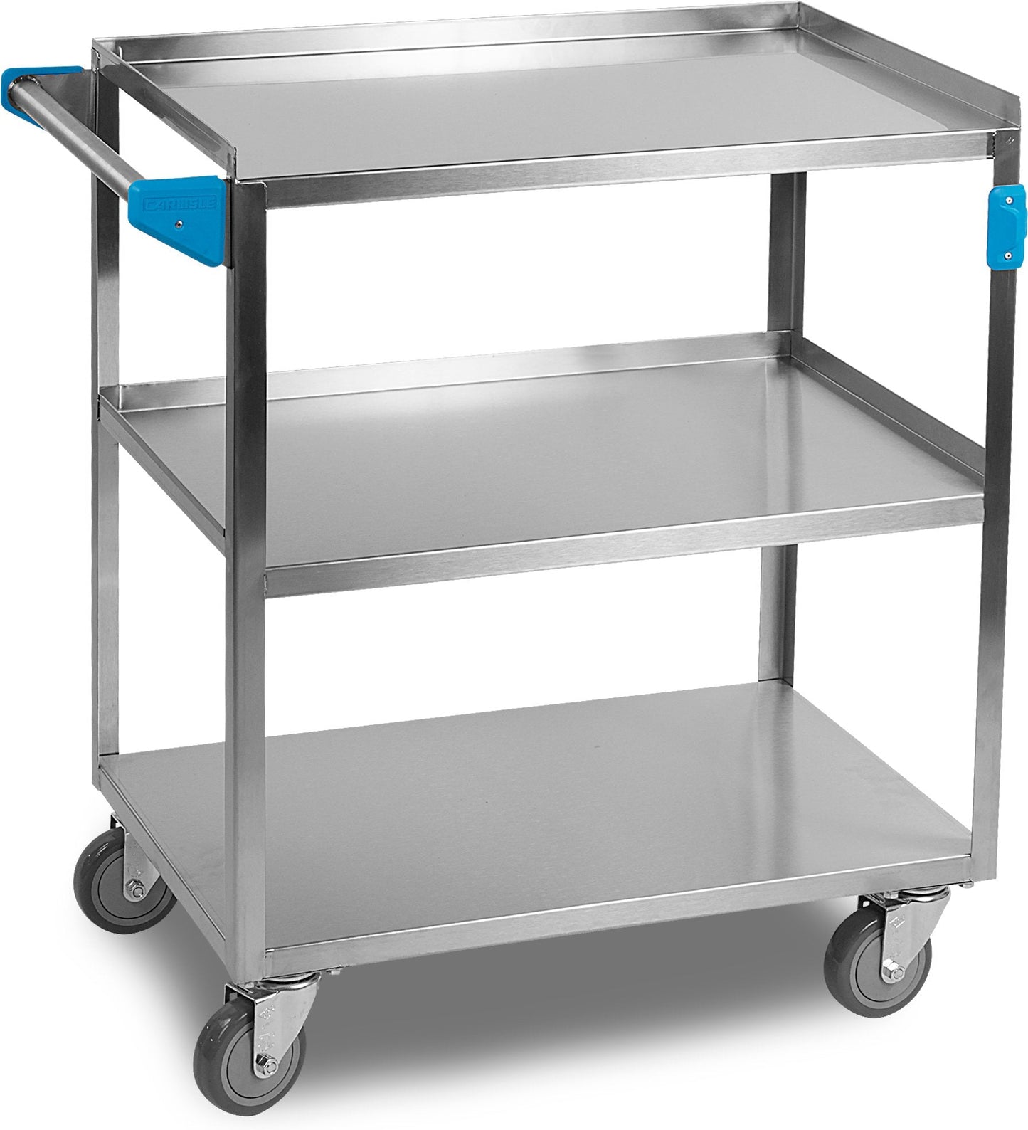 Carlisle FoodService Products Stainless Steel 3 Shelf Utility Cart, 18" x 17", Silver, 300 Pound Capacity