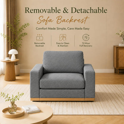 WEUP 42" Accent Chair for Living Room,Oversized Wide Single Sofa Chair,Chenille Fabric Armchair,Solid Wood Frame,Washable Covers，Spring Cushions,Easy Assembly for Small Spaces,Grey
