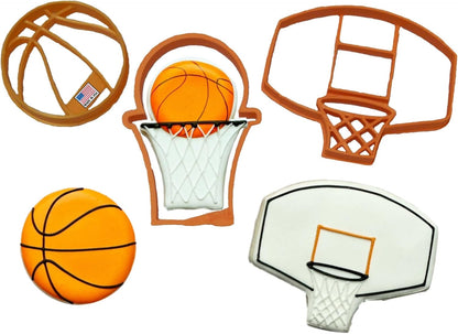 BASKETBALL COOKIE CUTTERS - American Hoops Sport Basketball Game Hoop and Backboard Cookie Cutters (3 Pack)