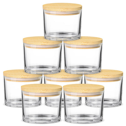 SUPMIND 12oz Candle Jars for Making Candles, 8 Pack Large Clear Glass Empty Candle Jars with Bamboo Lids, Wide Mouth Candle Container Bulk, Ideal for Candle Business