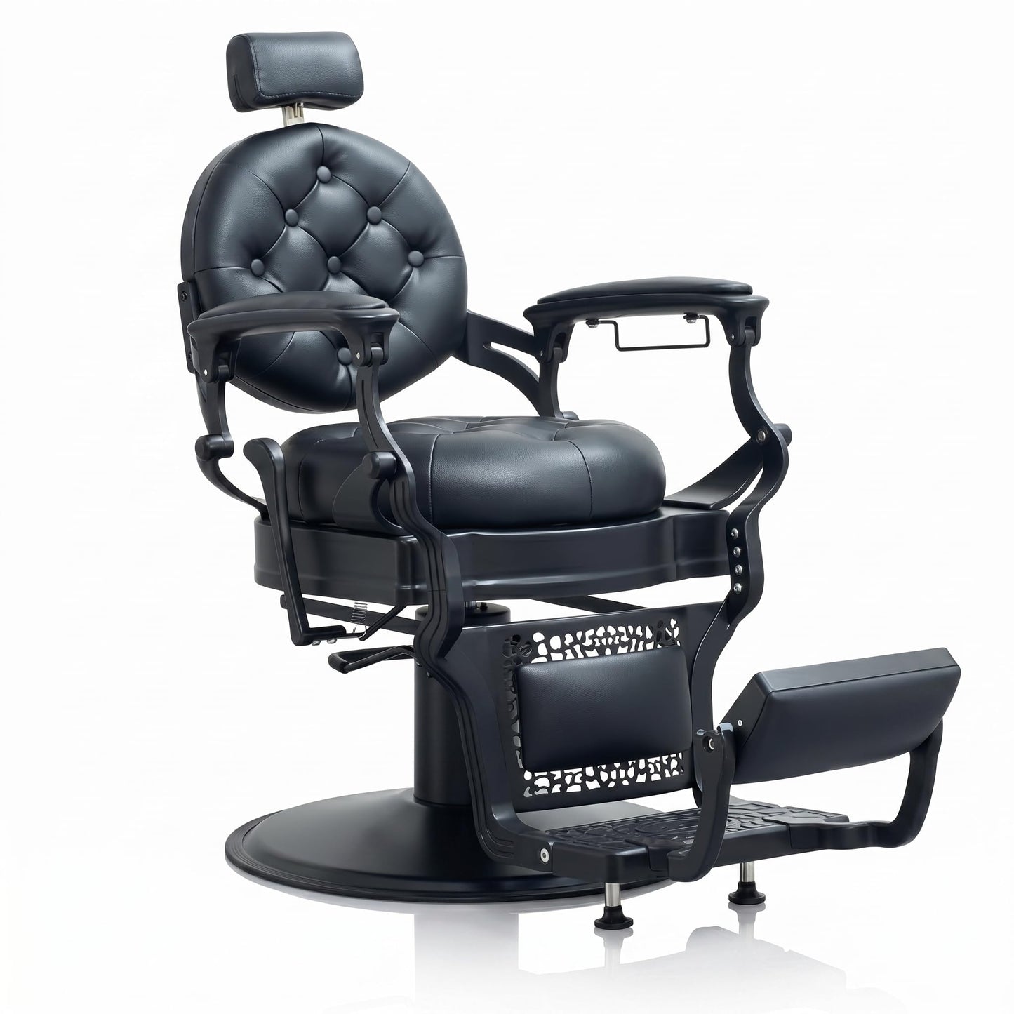 Grace&Grace Barber Salon Chair for Barbershop,Heavy Duty Recline Salon Chair for Hair Beauty Stylist Tattoo Home Barber (Black, Round Seat)