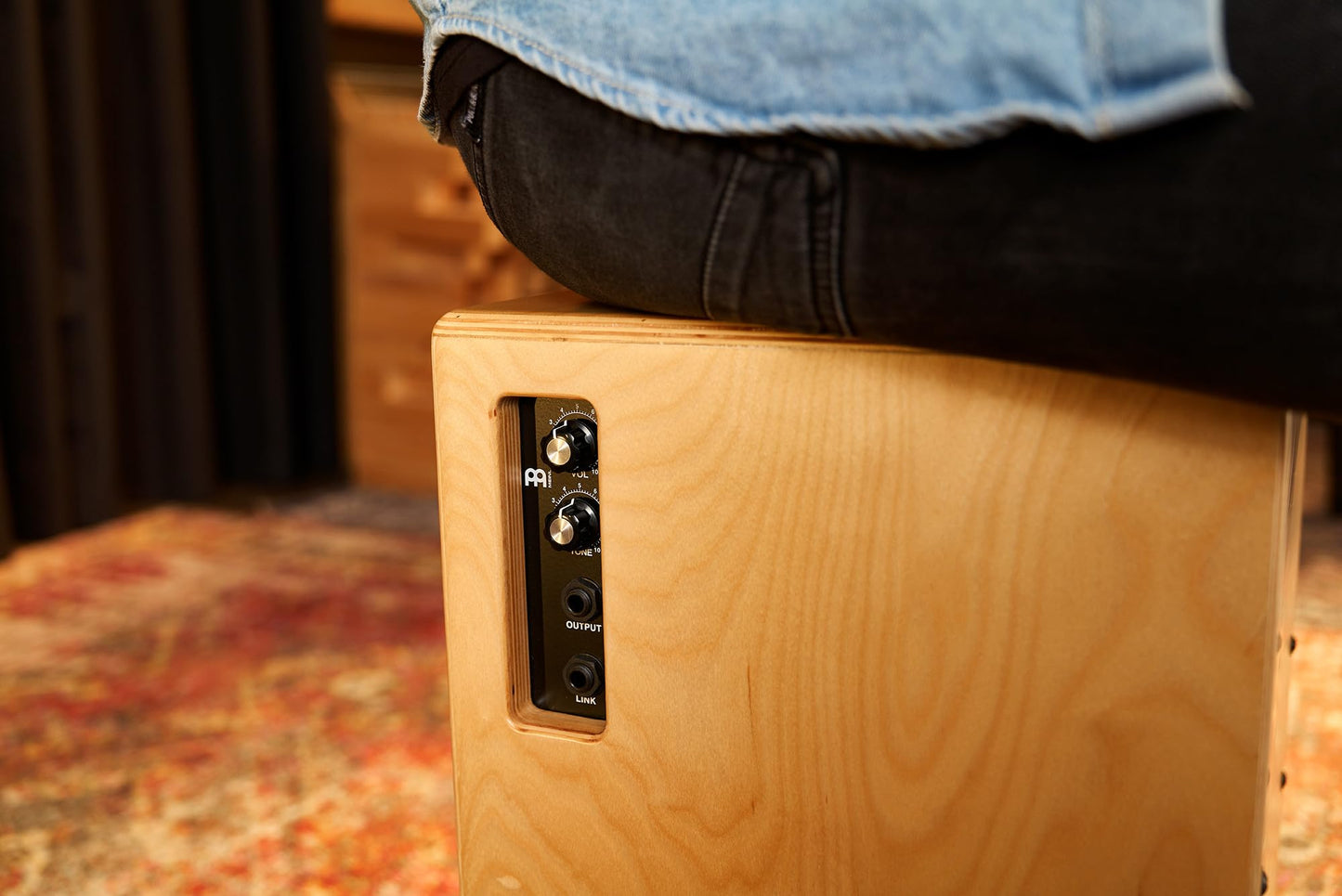 Pickup String Cajon Box Drum with Electronics for Amp or PA System and Snare Effect — NOT MADE IN CHINA — Play with Your Hands, Baltic Birch, 2-YEAR WARRANTY
