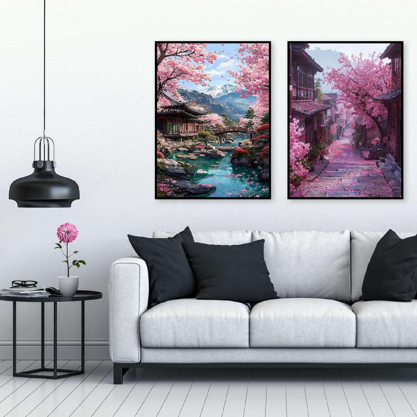 4 Pack Diamond Art Kits for Adults,Sakura Landscape Diamond Painting Kits for Adults Beginner,5D DIY Round Full Drill Gem Crystal Art,Adults Paint by Diamonds Dots for Home Wall Decor 12x16 inch