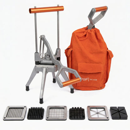 Commercial Grade French Fry Cutter, Sweet Potato & Yam Capable, Removable Legs and Case for Compact Storage, 3 Blade Sizes (1/4"- 3/8"- 6-Wedge), Potato, Fruit and Vegetable Slicer & Dicer by POP