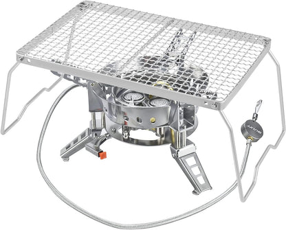 YETO Two Height Camping Grill Grate with Legs, 304 Stainless Steel Folding Campfire Grill for Outdoor Cooking