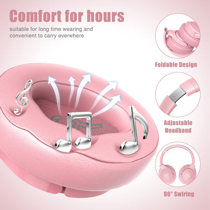 BERIBES Bluetooth Headphones Over Ear, 65H Playtime and 6 EQ Music Modes Wireless Headphones with Microphone, HiFi Stereo Foldable Lightweight Headsets, Deep Bass for Home Office Cellphone PC Ect.