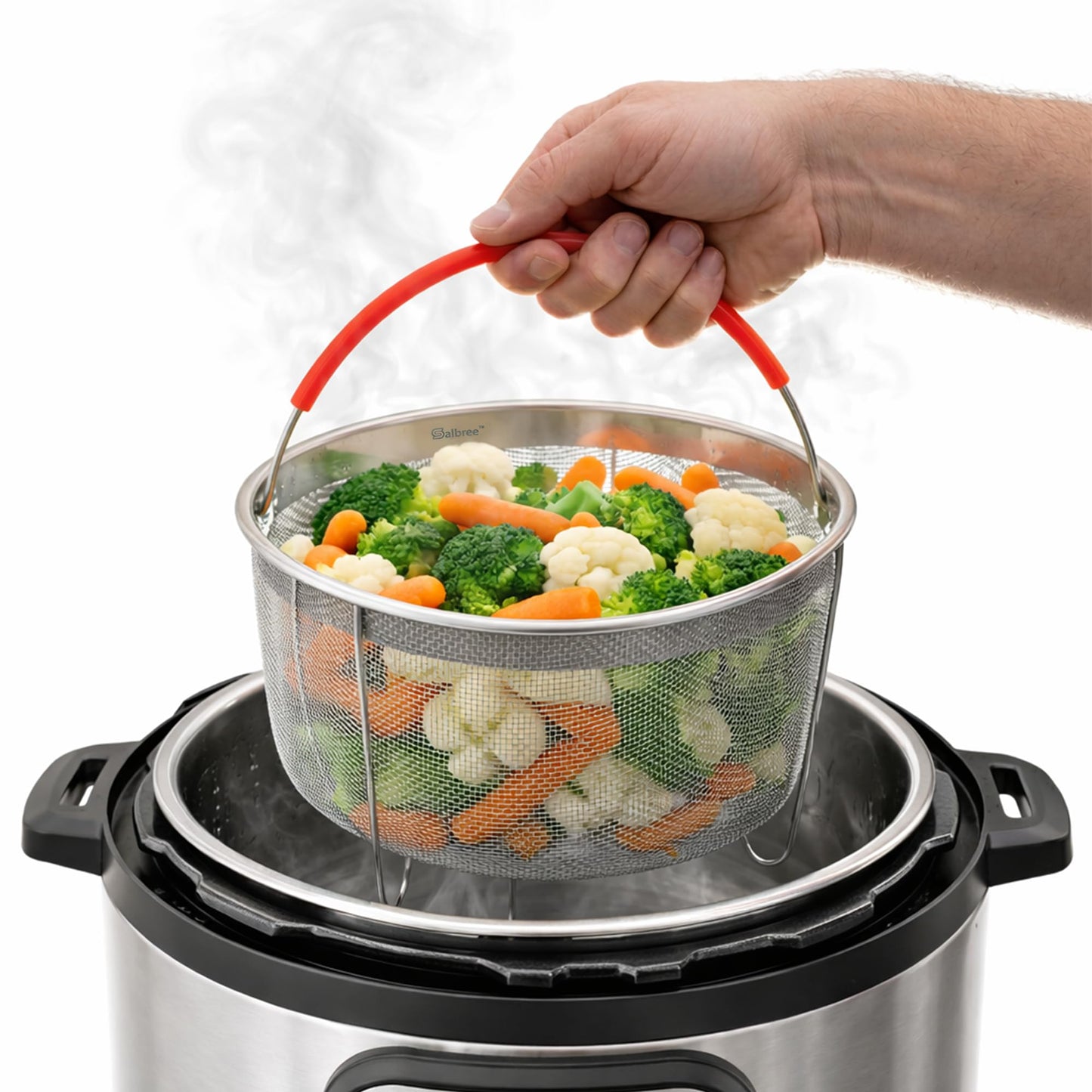Original Salbree Steamer Basket for 8 qt quart Instant Pot Accessories, Stainless Steel Strainer and Insert fits IP Insta Pots, Instapot, Other Pressure Cookers, with Silicone Handle [3qt 6qt avail]