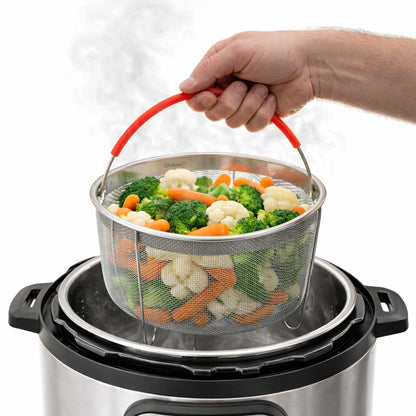 Original Salbree Steamer Basket for 6 qt quart Instant Pot Accessories, Stainless Steel Strainer and Insert fits IP Insta Pots, Instapot, Other Pressure Cookers, with Silicone Handle [3qt 8qt avail]