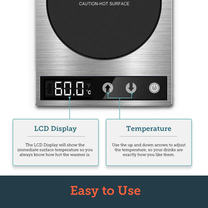 COSORI Coffee Mug Warmer for Desk, Digital Cup Heater, Coffee & Christmas Gifts, 1°F Precise Temperature Control, Touch Tech & LCD Digital Display (77-194℉), 304 Stainless Steel