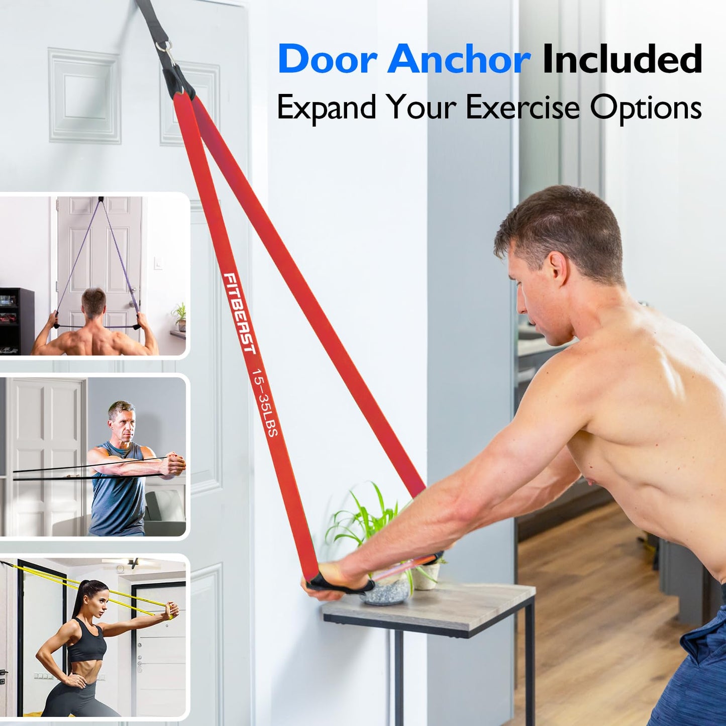 FitBeast Resistance Bands Set, Pull Up Assist Bands for Strength Training, Powerlifting, Muscle Toning, Yoga, Mobility Exercises, Rehabilitation, Full-Body Workout