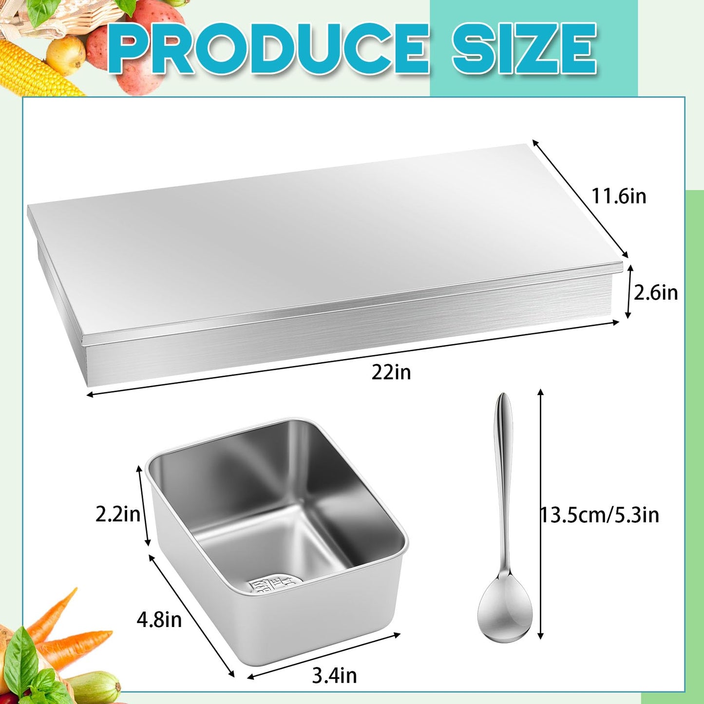 Boao 10 Compartment 304 Yakumi Pans Stainless Steel Seasoning Condiment Container with Lids Spoons, Japanese Yakumi Pans Mini Sauces Salad Dressings Storage for Food, Herbs, Spices