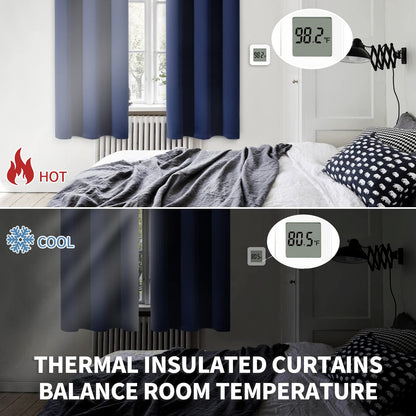 BGment Blackout Curtains for Bedroom 63 Inches Long - Navy Blue Room Darkening Thermal Insulated Sunlight Blocking Grommet Window Drapes for Kids Boys Room, Set of 2 Panels, 42 x 63 Inch