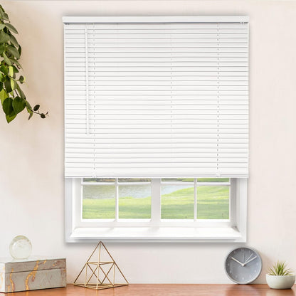 CHICOLOGY Mini Blinds for Windows, Horizontal Gloss White Shades, 23"W X 36"H