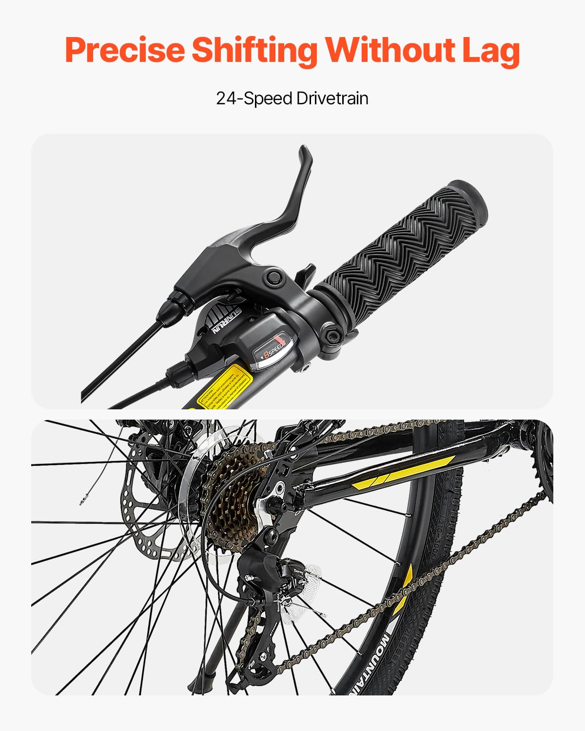 VEVOR Mountain Bike,29 inch MTB Bicycle with Full Dual Suspension,24 Speeds Twist Shifting,Dual Disc Brakes,Aluminum Alloy Frame, for/Men/Women