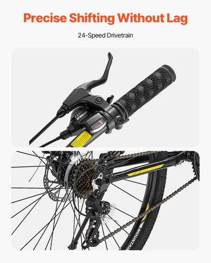 VEVOR Mountain Bike,29 inch MTB Bicycle with Full Dual Suspension,24 Speeds Twist Shifting,Dual Disc Brakes,Aluminum Alloy Frame, for/Men/Women
