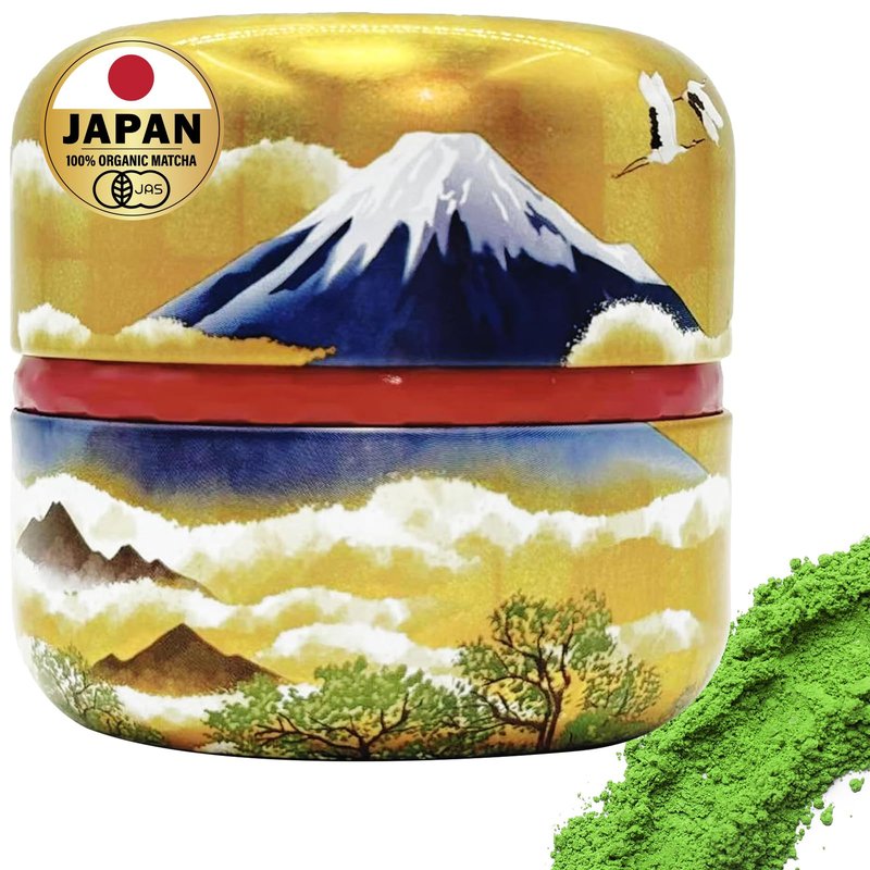 KANEMATSU Ceremonial Grade Matcha Powder 1.75oz Tin, Japanese JAS Certified Organic, Antioxidant Rich with Caffeine & L-Theanine for Focus & Relaxation, Kosher Non-GMO Green Tea (50g)