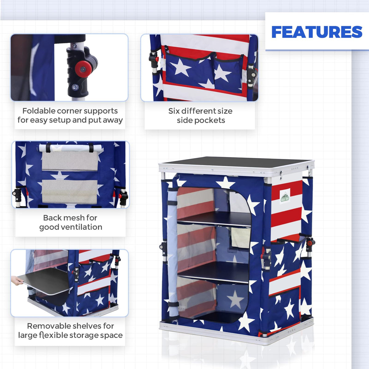 EAGLE PEAK Commercial 10x10 Pop Up Canopy Tent and Outdoor Folding Camping Table Bundle